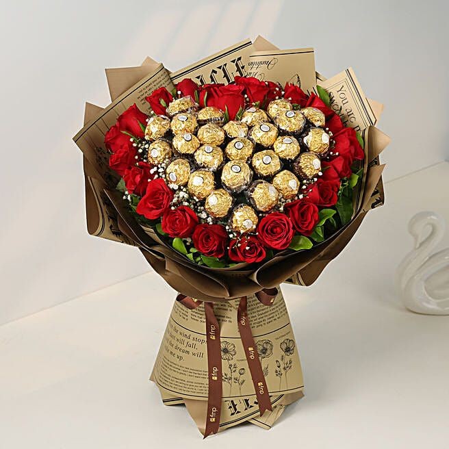 Chocolates & roses bouquet