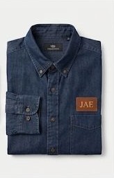 Denim shirt with monogram patch